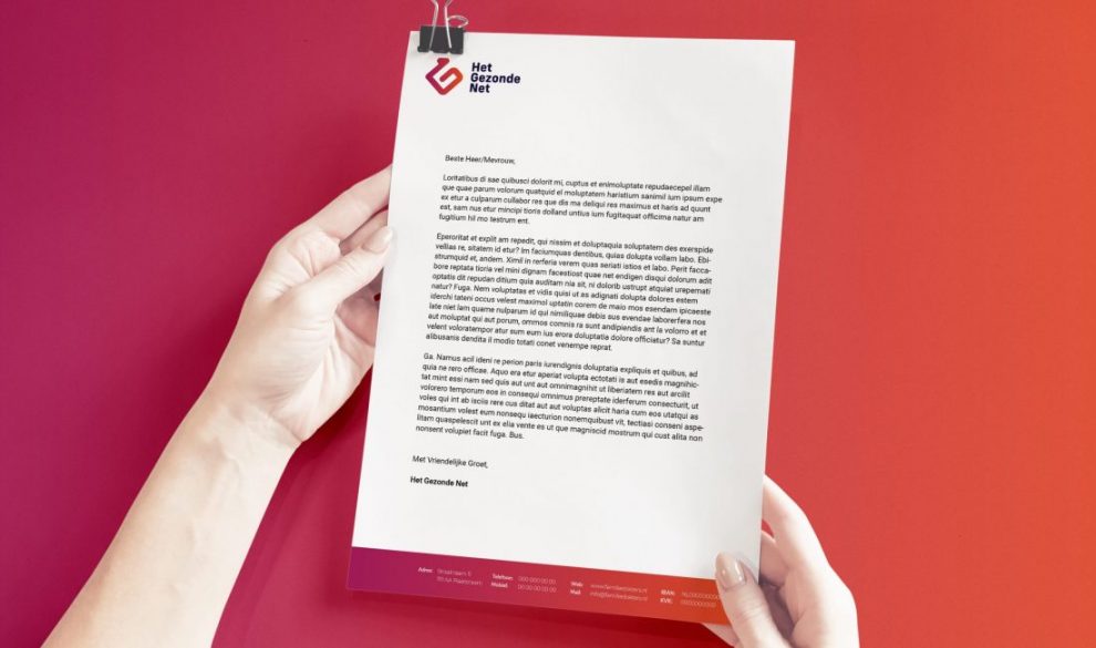 Briefpapier huisstijl Het Gezonde Net gemaakt door ZorgPromotor