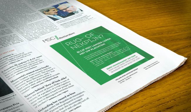 Advertentie van HSC Rotterdam in lokale krant