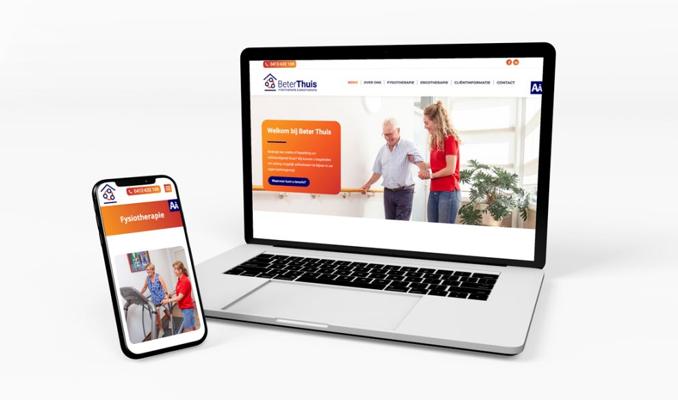 Mockup van de nieuwe website van Beter Thuis op mobiel en laptop