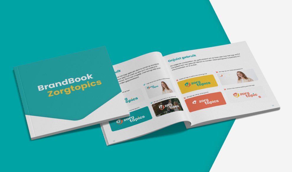 Mockup van het brandbook van Zorgtopics