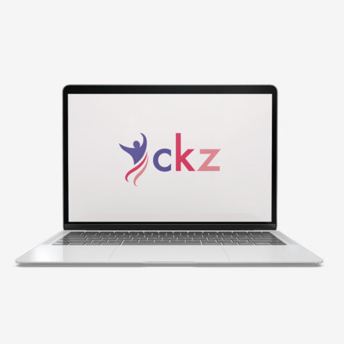Mockup van het logo van CKZ in een laptop
