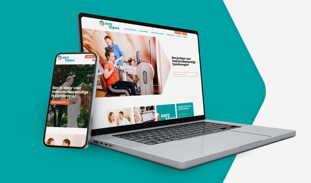 Mockup van de website van Zorgtopics