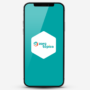 Mock-up van een telefoon met het logo van ZorgTopics