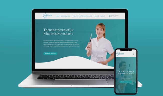 Mockup van de nieuwe website van tandartspraktijk Monnickendam
