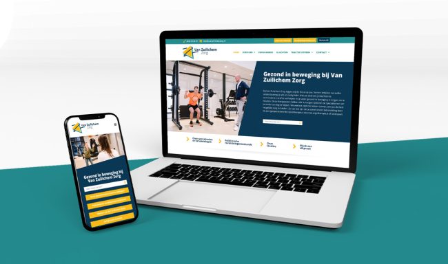 Mockup van de website van Van Zuilichem Zorg