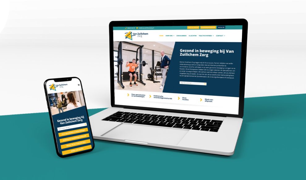 Mockup van de website van Van Zuilichem Zorg